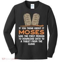 Funny Christian If You Think About It Moses Religious Kids Long Sleeve Shirt thumb 0