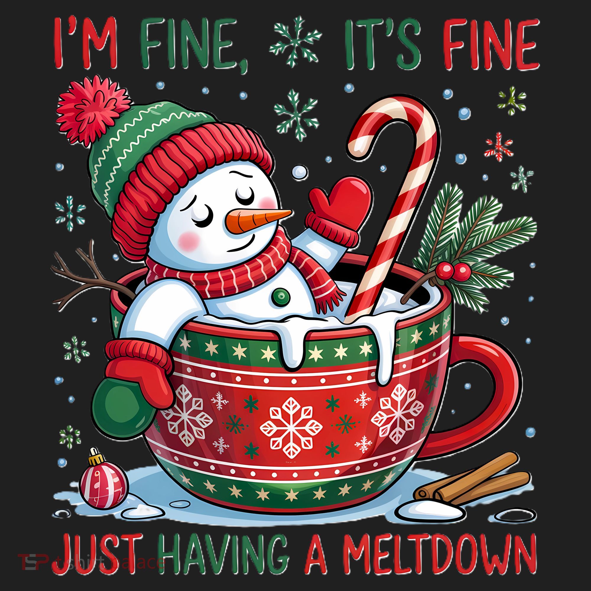 Funny Christmas I'm Fine It's Fine Just Having A Meltdown Snowman Women's Sweatshirt