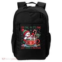 Funny Christmas I'm Fine It's Fine Just Having A Meltdown Snowman Backpack thumb 0