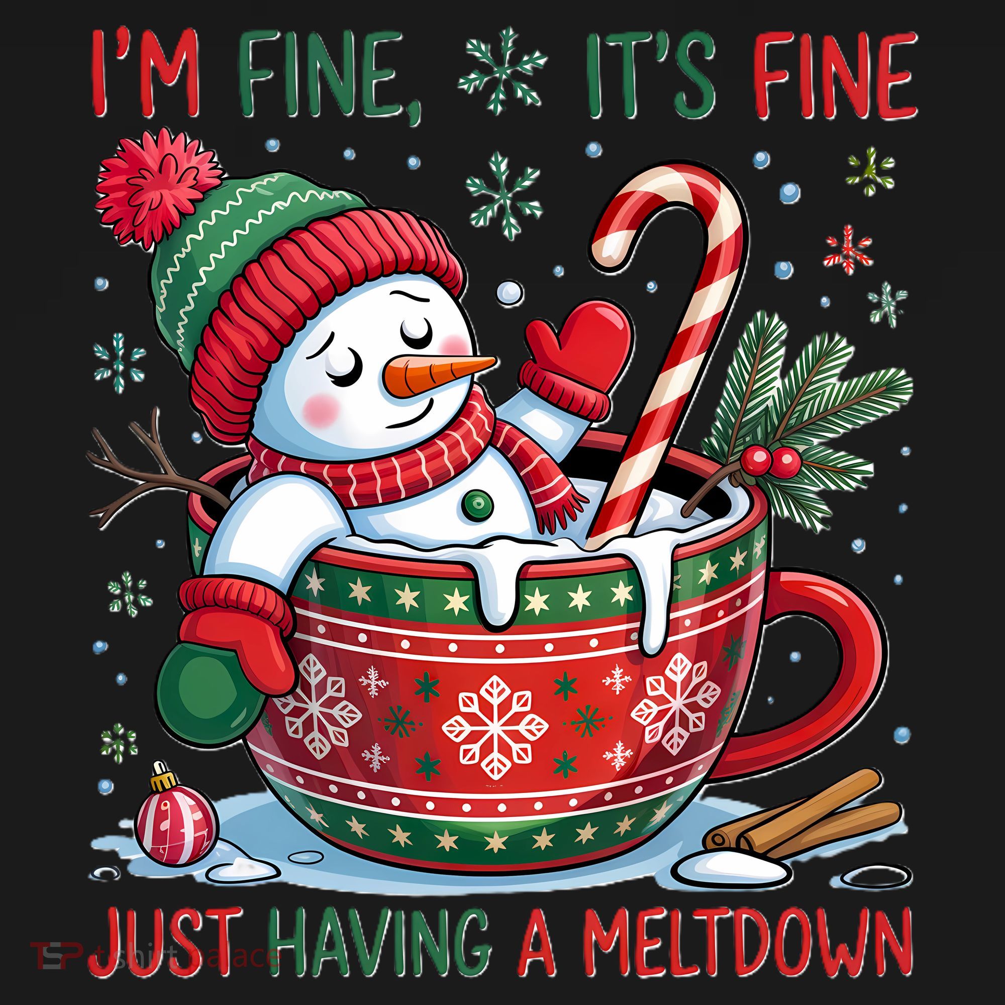 Funny Christmas I'm Fine It's Fine Just Having A Meltdown Snowman Coaster