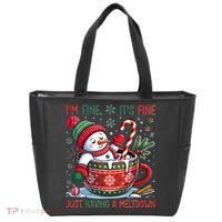 Funny Christmas I'm Fine It's Fine Just Having A Meltdown Snowman Tote Bag thumb 0