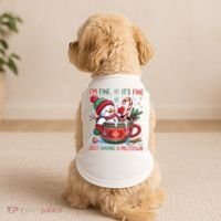 Funny Christmas I'm Fine It's Fine Just Having A Meltdown Snowman Doggie Tank thumb 2