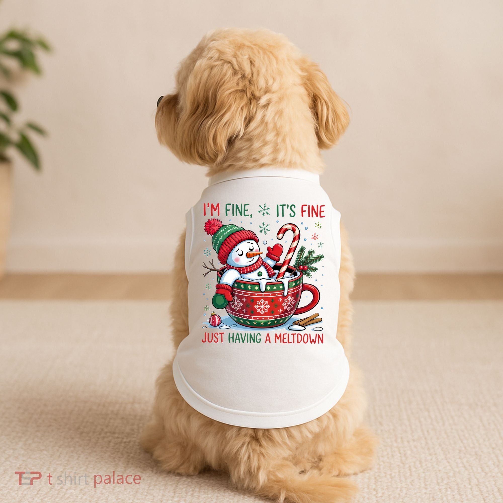 Funny Christmas I'm Fine It's Fine Just Having A Meltdown Snowman Doggie Tank