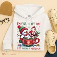 Funny Christmas I'm Fine It's Fine Just Having A Meltdown Snowman Hoodie thumb 4