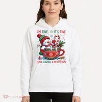 Funny Christmas I'm Fine It's Fine Just Having A Meltdown Snowman Hoodie thumb 5