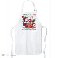 Funny Christmas I'm Fine It's Fine Just Having A Meltdown Snowman Apron thumb 0