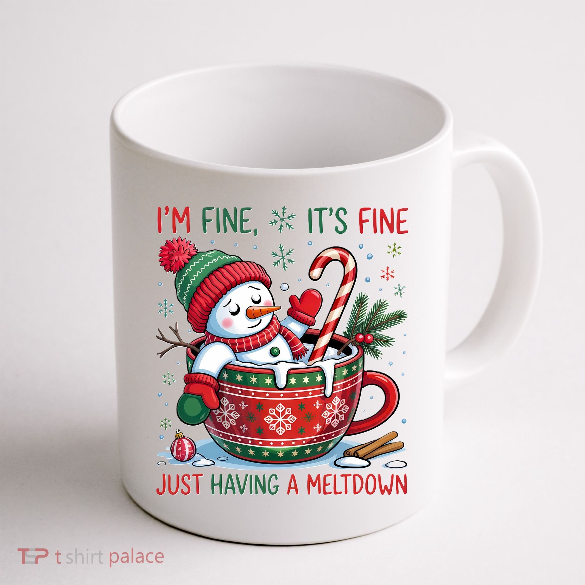 Funny Christmas I'm Fine It's Fine Just Having A Meltdown Snowman Coffee Mug
