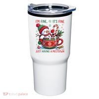 Funny Christmas I'm Fine It's Fine Just Having A Meltdown Snowman Tumbler thumb 0