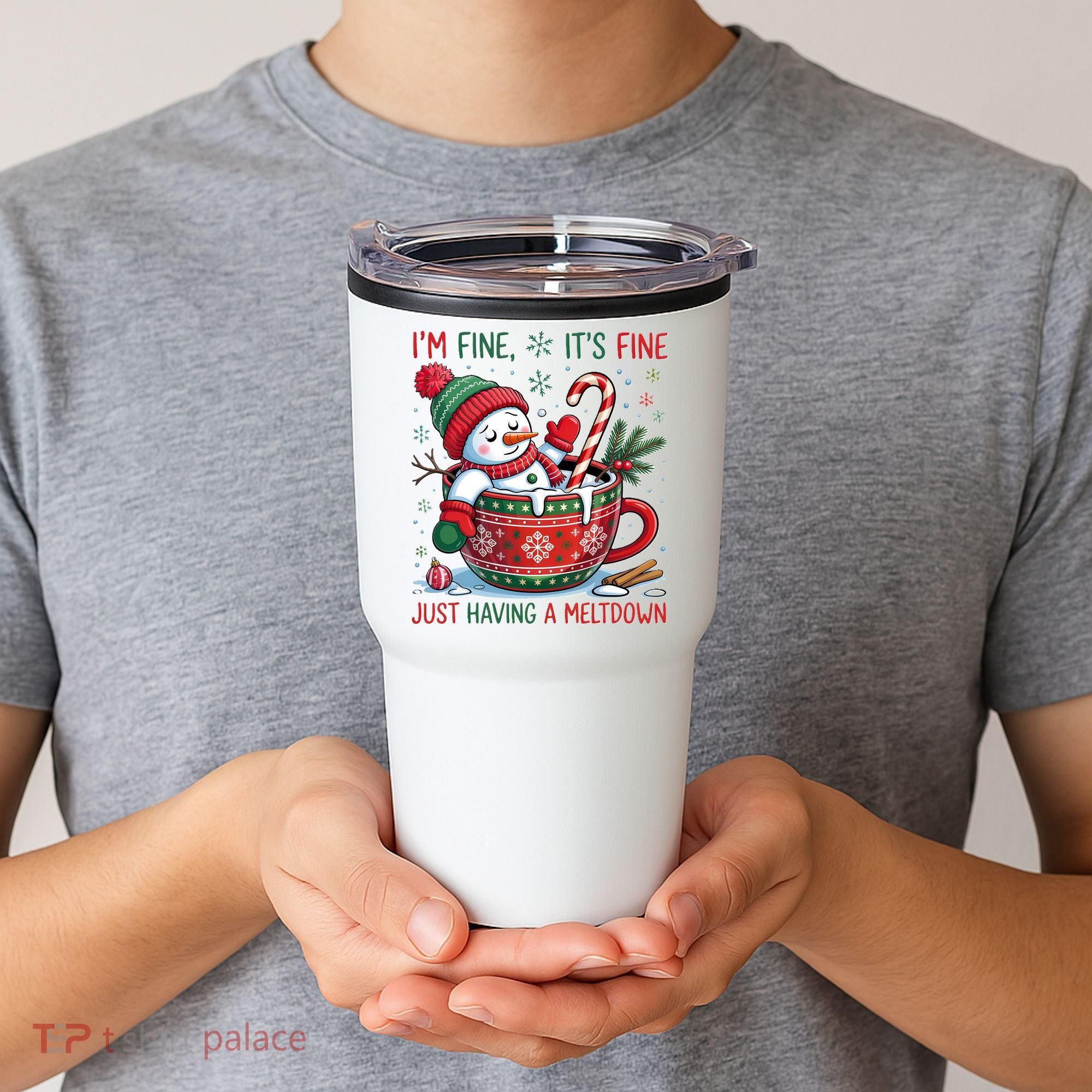 Funny Christmas I'm Fine It's Fine Just Having A Meltdown Snowman Tumbler