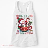 Funny Christmas I'm Fine It's Fine Just Having A Meltdown Snowman Women's Tank Top thumb 0
