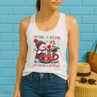 Funny Christmas I'm Fine It's Fine Just Having A Meltdown Snowman Women's Tank Top thumb 2