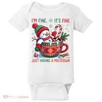 Funny Christmas I'm Fine It's Fine Just Having A Meltdown Snowman Baby Bodysuit thumb 0