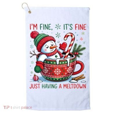 Funny Christmas I'm Fine It's Fine Just Having A Meltdown Snowman Golf Towel