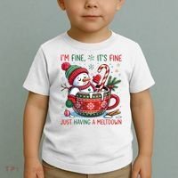 Funny Christmas I'm Fine It's Fine Just Having A Meltdown Snowman Toddler T-Shirt thumb 2