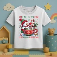 Funny Christmas I'm Fine It's Fine Just Having A Meltdown Snowman Toddler T-Shirt thumb 3