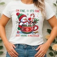 Funny Christmas I'm Fine It's Fine Just Having A Meltdown Snowman Women's T-Shirt thumb 2
