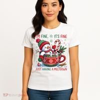 Funny Christmas I'm Fine It's Fine Just Having A Meltdown Snowman Women's T-Shirt thumb 4