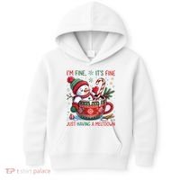 Funny Christmas I'm Fine It's Fine Just Having A Meltdown Snowman Kids Hoodie thumb 0