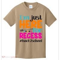 Funny Cute I'm Just Here For Recess #Back 2 School Kids T-Shirt thumb 0