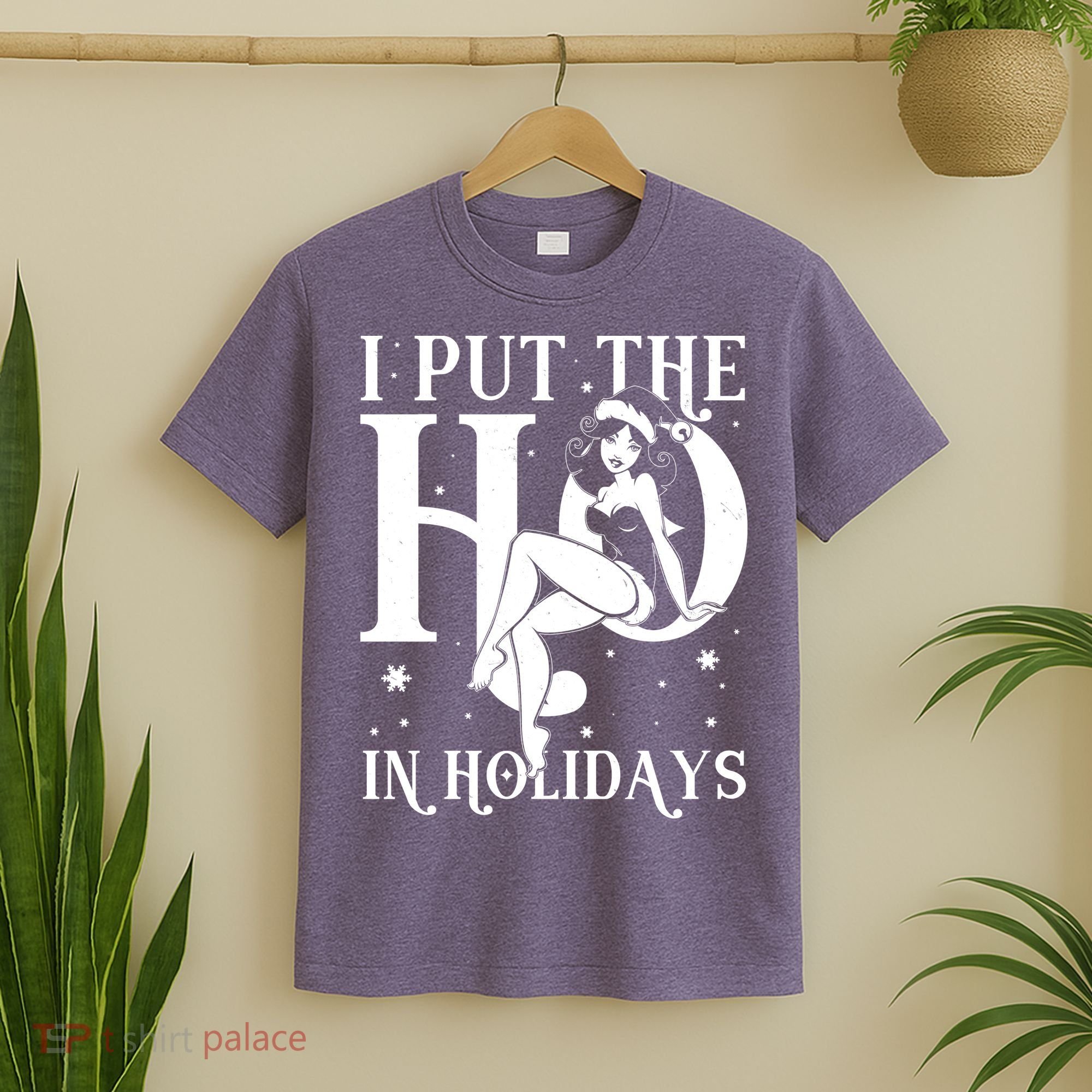 Funny Christmas I Put The Ho In Holidays Pin Up Girl T-Shirt
