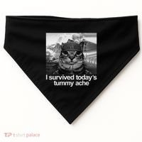 Fuuny Cat I Survived TodayS Tummy Ache USA-Made Doggie Bandana thumb 0