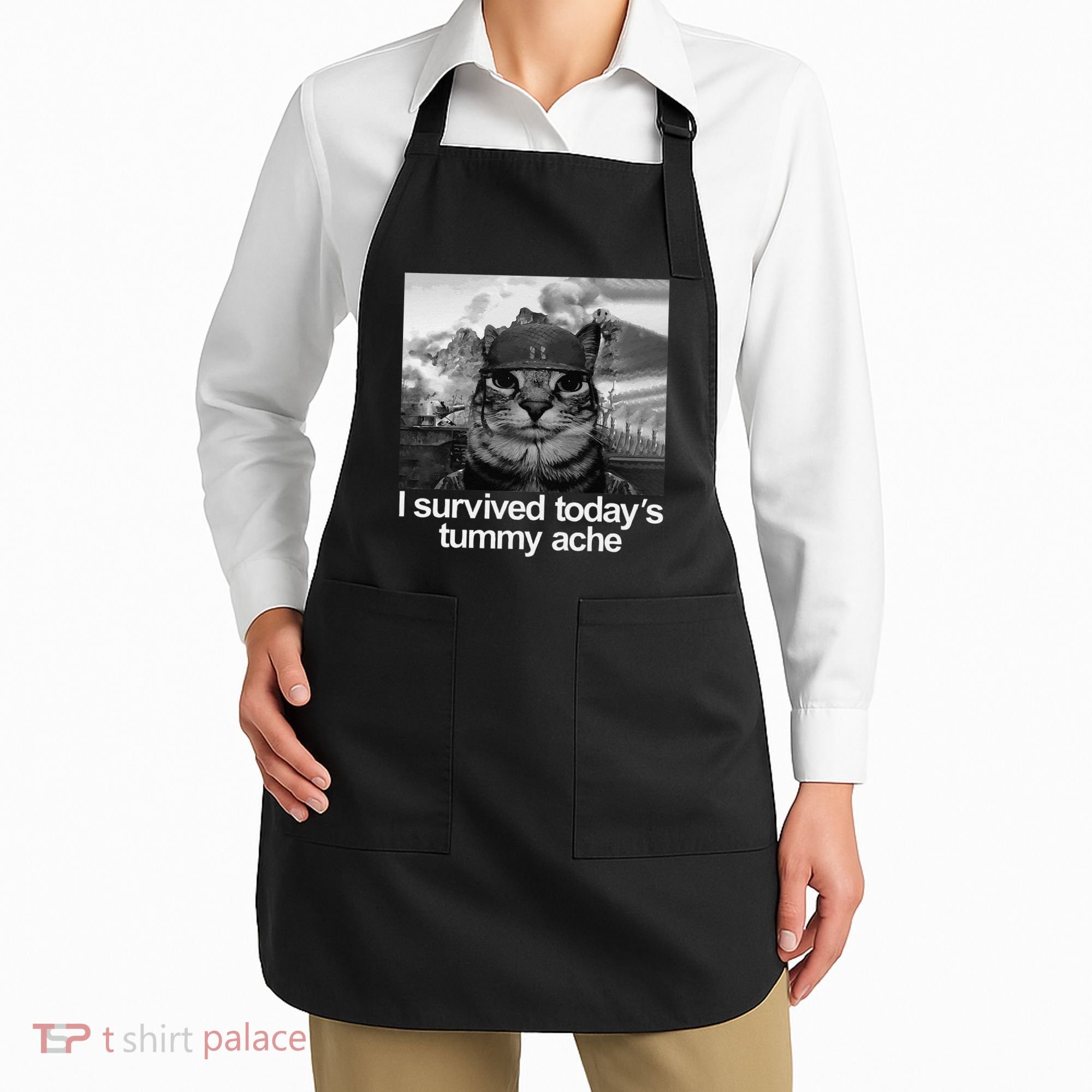 Fuuny Cat I Survived TodayS Tummy Ache Apron