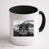 Fuuny Cat I Survived TodayS Tummy Ache Coffee Mug thumb 1