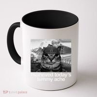 Fuuny Cat I Survived TodayS Tummy Ache Coffee Mug thumb 0