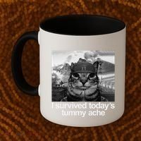 Fuuny Cat I Survived TodayS Tummy Ache Coffee Mug thumb 2