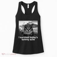 Fuuny Cat I Survived TodayS Tummy Ache Women's Tank Top thumb 0