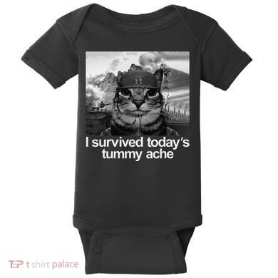 Fuuny Cat I Survived TodayS Tummy Ache Baby Bodysuit
