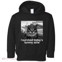 Fuuny Cat I Survived TodayS Tummy Ache Toddler Hoodie thumb 0