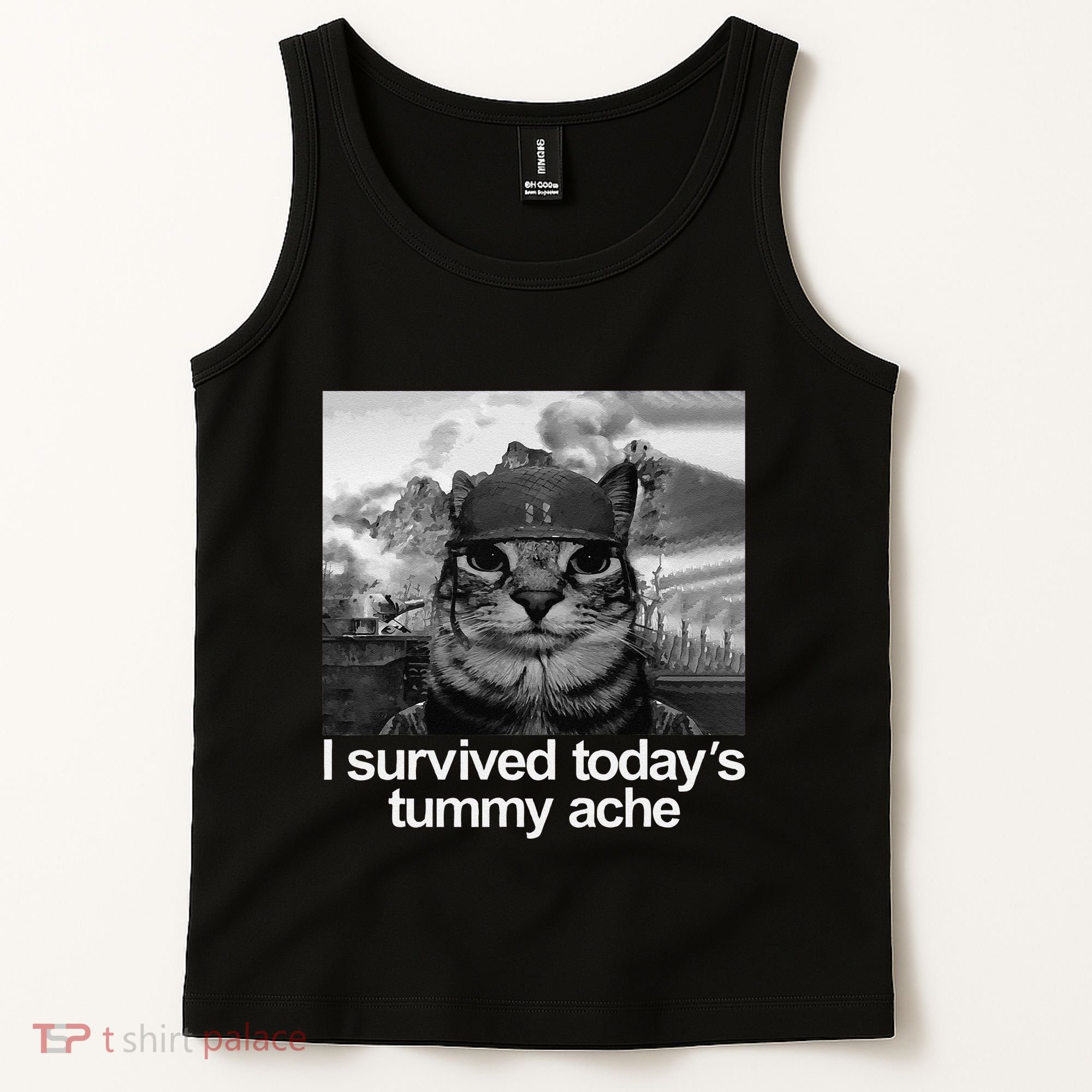 Fuuny Cat I Survived TodayS Tummy Ache Tank Top