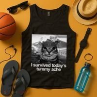 Fuuny Cat I Survived TodayS Tummy Ache Tank Top thumb 4