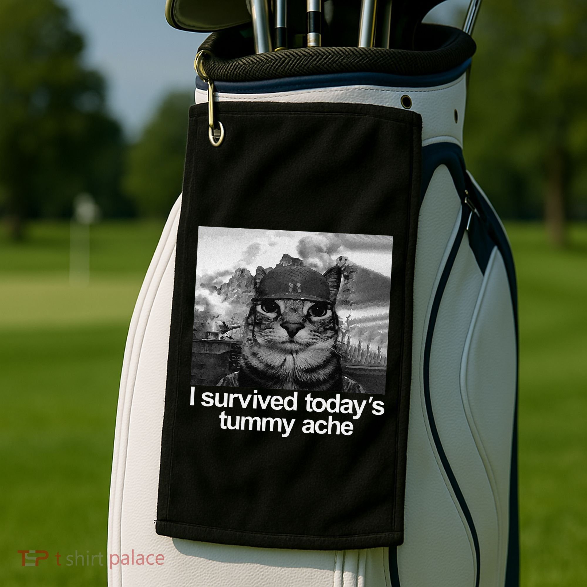 Fuuny Cat I Survived TodayS Tummy Ache Golf Towel