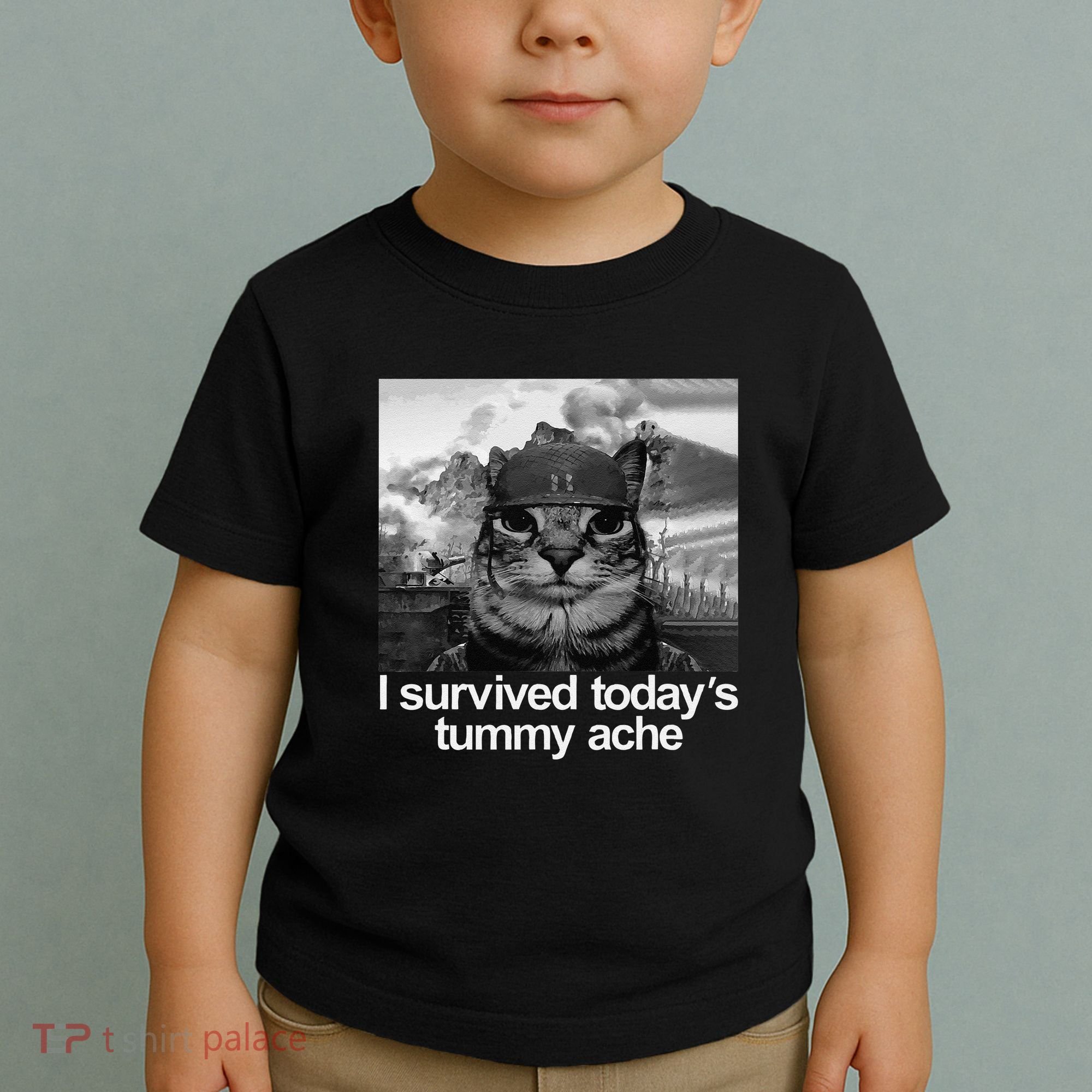 Fuuny Cat I Survived TodayS Tummy Ache Toddler T-Shirt
