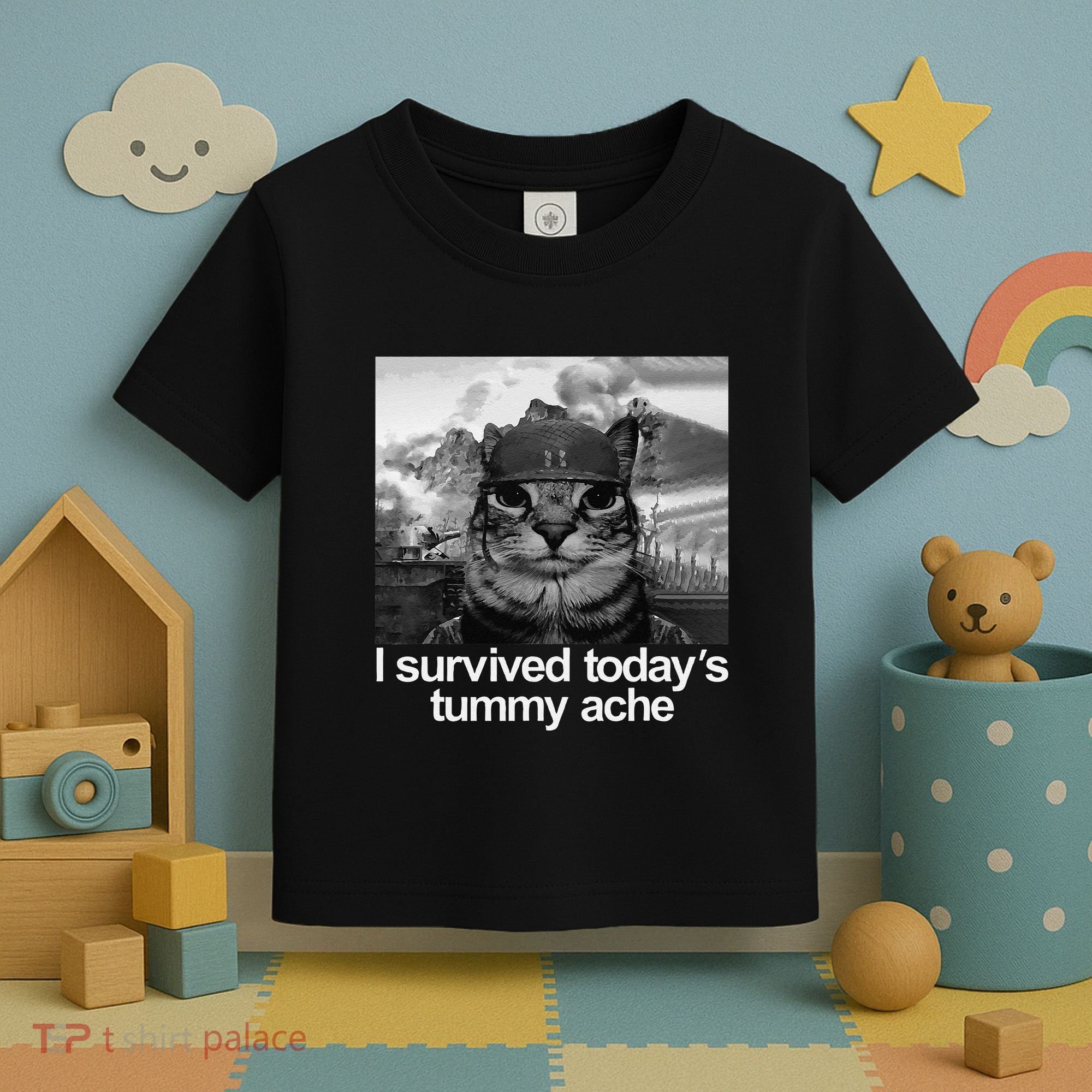Fuuny Cat I Survived TodayS Tummy Ache Toddler T-Shirt