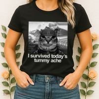 Fuuny Cat I Survived TodayS Tummy Ache Women's T-Shirt thumb 2