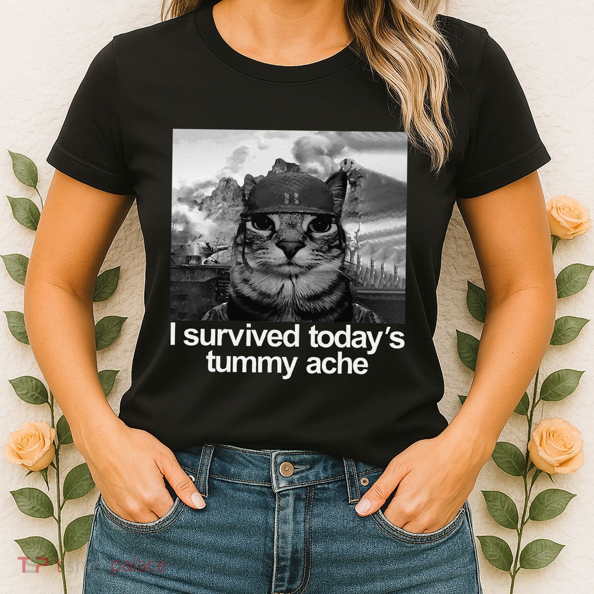 Fuuny Cat I Survived TodayS Tummy Ache Women's T-Shirt