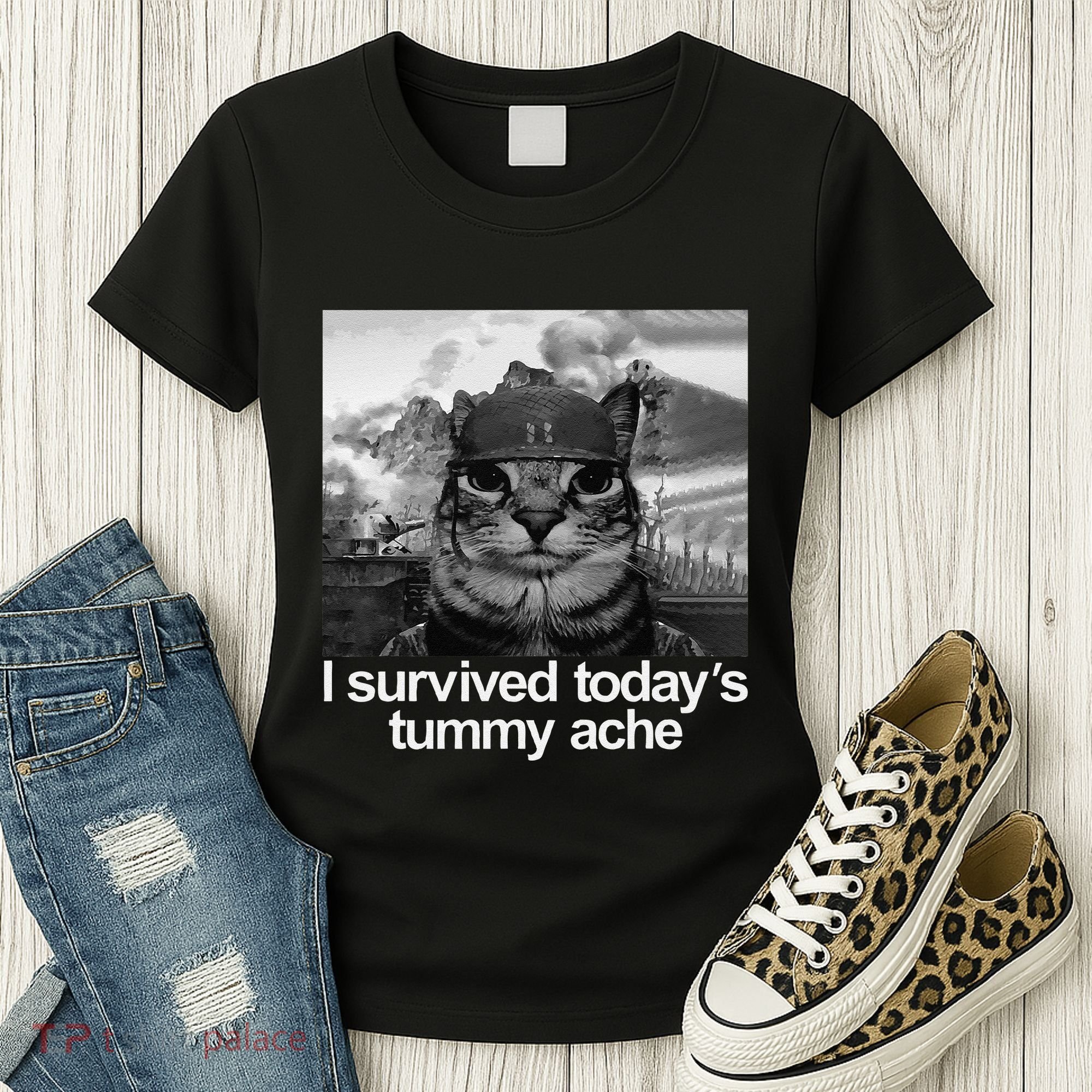Fuuny Cat I Survived TodayS Tummy Ache Women's T-Shirt
