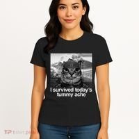 Fuuny Cat I Survived TodayS Tummy Ache Women's T-Shirt thumb 4