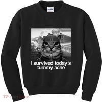 Fuuny Cat I Survived TodayS Tummy Ache Kids Sweatshirt thumb 0