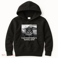 Fuuny Cat I Survived TodayS Tummy Ache Kids Hoodie thumb 0