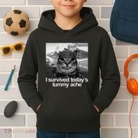 Fuuny Cat I Survived TodayS Tummy Ache Kids Hoodie thumb 2