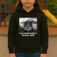 Fuuny Cat I Survived TodayS Tummy Ache Kids Hoodie thumb 3
