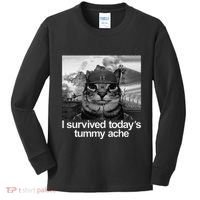 Fuuny Cat I Survived TodayS Tummy Ache Kids Long Sleeve Shirt thumb 0
