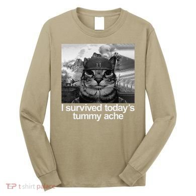 Fuuny Cat I Survived TodayS Tummy Ache Long Sleeve Shirt