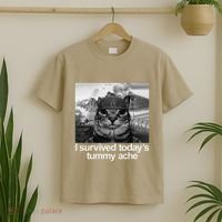 Fuuny Cat I Survived TodayS Tummy Ache T-Shirt thumb 2