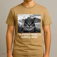 Fuuny Cat I Survived TodayS Tummy Ache T-Shirt thumb 3