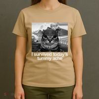 Fuuny Cat I Survived TodayS Tummy Ache T-Shirt thumb 4